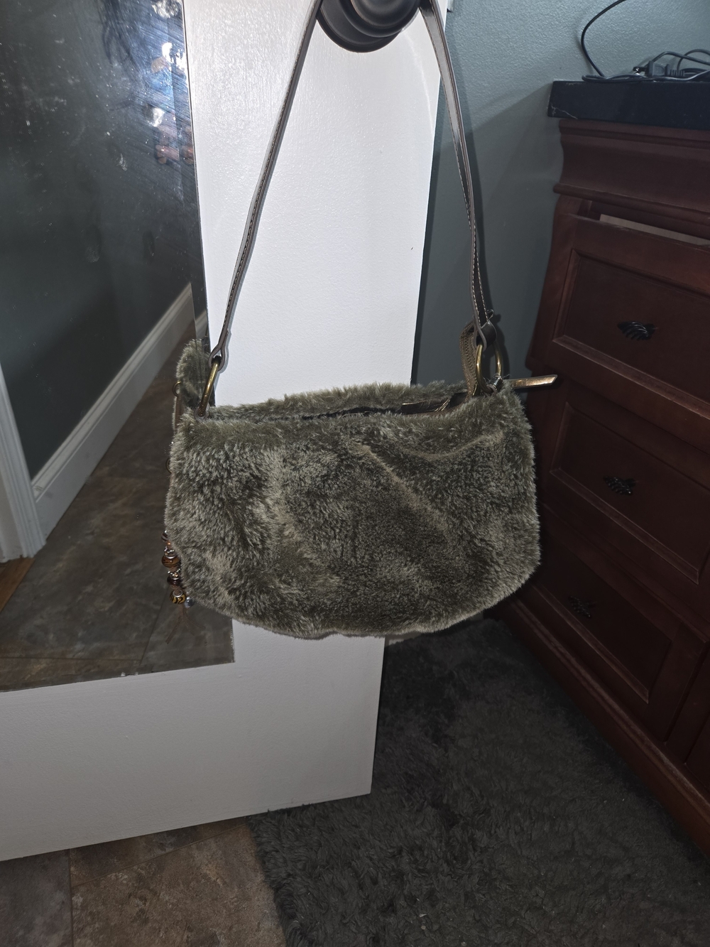 HOBO Faux-Fur Brown Shoulder Bag